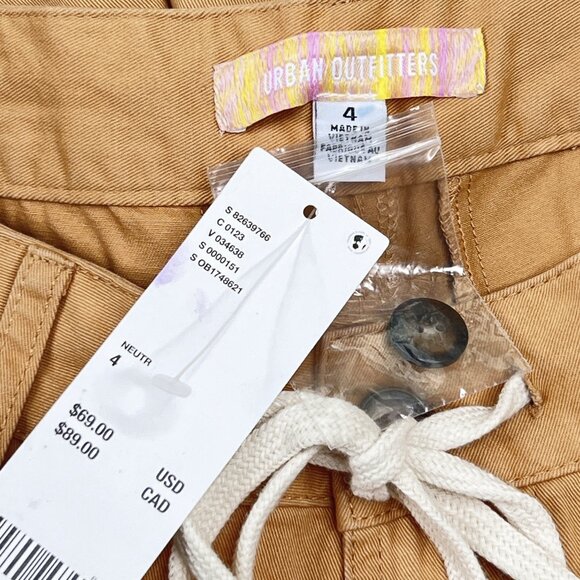 Urban Outfitters Laura Pleated Trouser Pants Drawstring Sand Yellow Size 4 - NWT - Picture 8 of 9